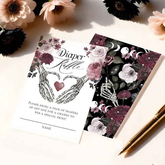 Gothic Floral Skeleton Hands Baby Diaper Raffle Enclosure Card (Gothic Floral Skeleton Hands Baby Diaper Raffle Enclosure Card)