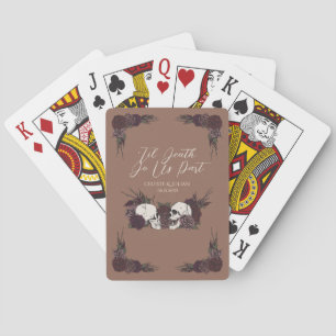 Gothic Floral Skull Brown Poker Cards