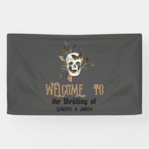 Gothic Floral Skull Butterflies Wedding Banner