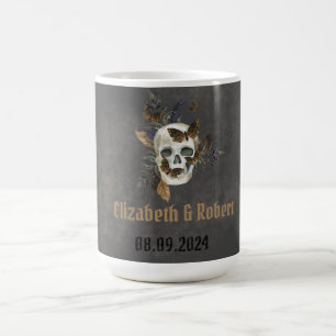 Gothic Floral Skull Butterflies Wedding  Coffee Mug
