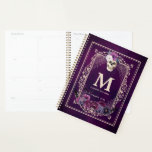 Gothic Floral Skull Custom Monogram &amp; Name Purple Planner at Zazzle
