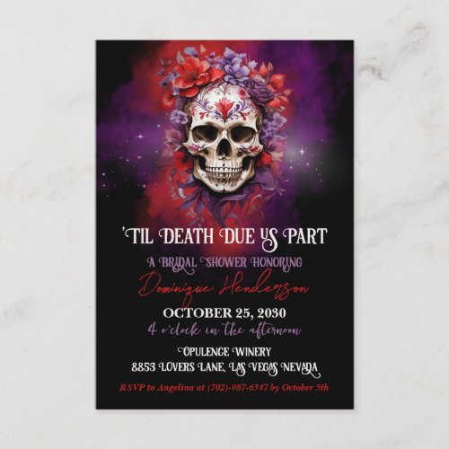 Gothic Floral Skull Halloween Bridal Shower Enclosure Card