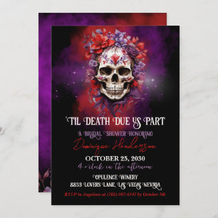Gothic Floral Skull Halloween Bridal Shower Invitation