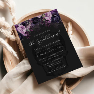 Gothic Floral Skull Halloween Wedding Invitation