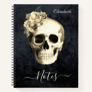 Gothic Floral Skull Personalized  Notebook