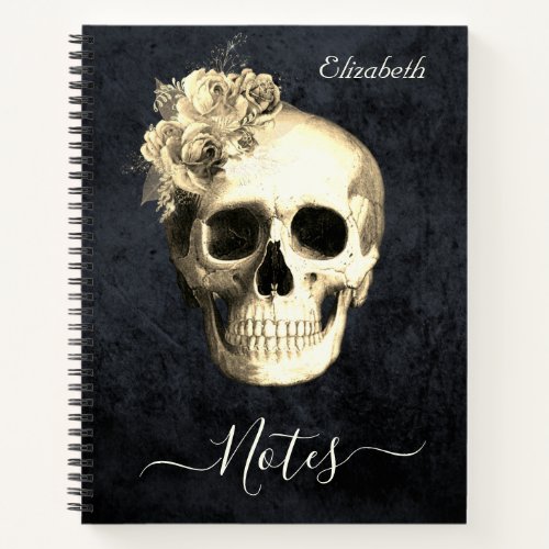 Gothic Floral Skull Personalized  Notebook