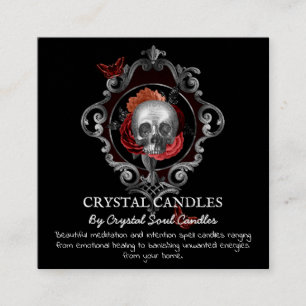 Gothic Floral Skull Spell Instruction Square Busin Square Business Card