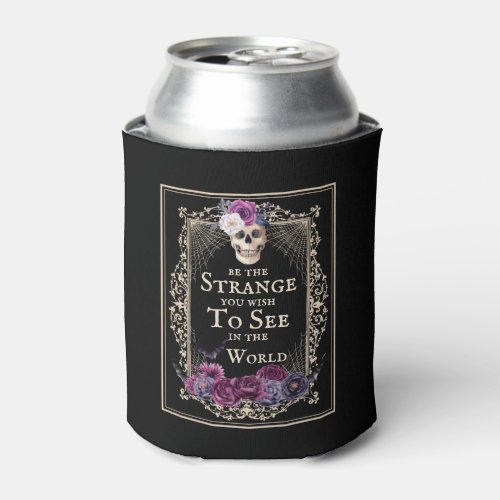 Gothic Floral Skull Vintage Black Halloween Party Can Cooler