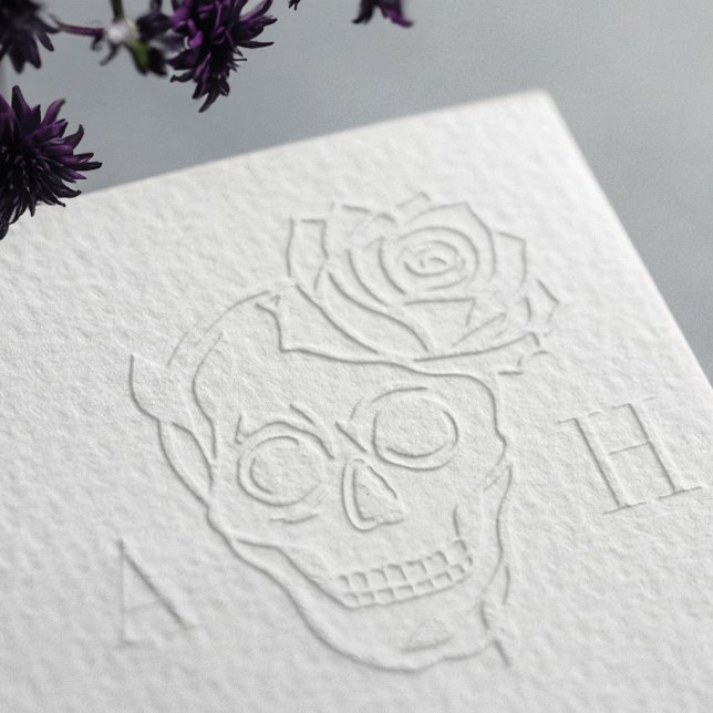 Gothic Floral Skull Wedding Couple's Monogram Embosser (Gothic Floral Skull Wedding Couple's Monogram Embosser)