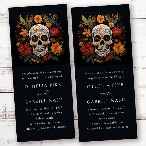 Gothic Floral Skull Wedding Invitation
