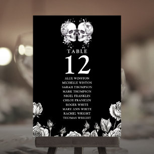 Gothic Floral Skulls Table Number Seating Chart