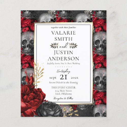 Gothic Floral Skulls Wedding All in One Fly