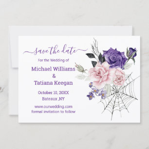Gothic Floral Spiderweb Halloween Save the Date Note Card