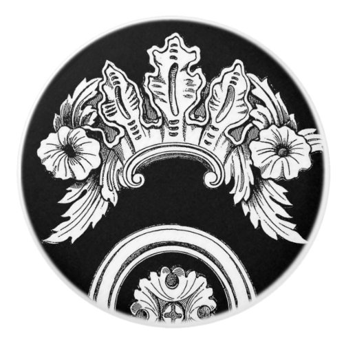 Gothic floral trim medallion ceramic knob