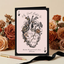 Gothic Floral Vintage Anatomical Heart Valentine