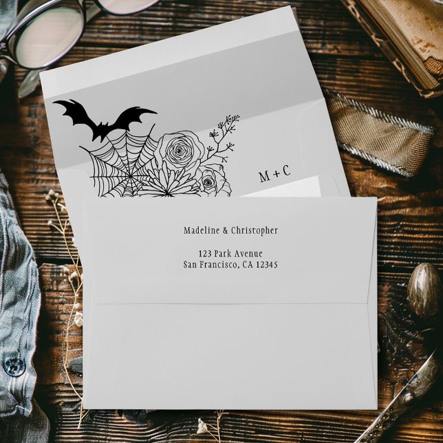 Gothic Floral Wedding Gray Envelope (Creator Uploaded)