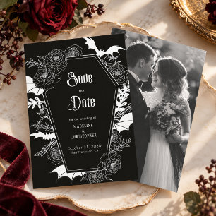 Gothic Floral Wedding Photo Save the Date Invitation