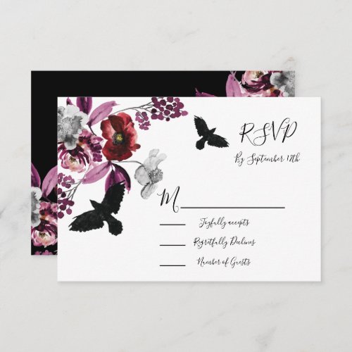 Gothic Floral Wedding response cards RSVP