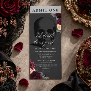 Gothic Floral Wedding Ticket Invitation