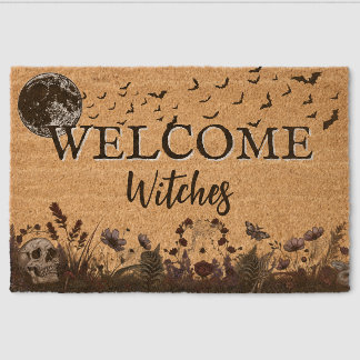 Gothic Floral Welcome Witches Custom Apartment Fiber Doormat