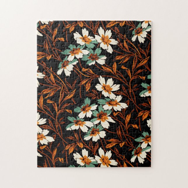 Gothic Flower Pattern Transparent Aesthetic Flower Jigsaw Puzzle (Vertical)