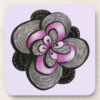 Gothic Flower Purple Black Abstract Floral Beverage Coaster