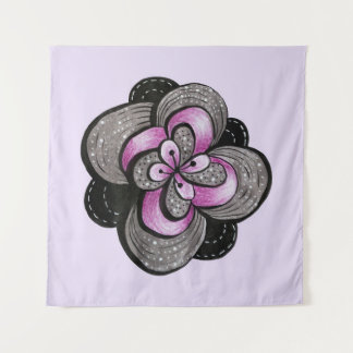 Gothic Flower Purple Black Abstract Floral Tapestry