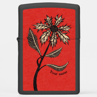 Gothic Flower Retro Vintage Ink Red And Black Name Zippo Lighter