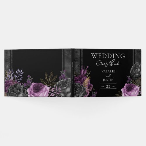 Gothic Flower Wedding Purple  Guest Book