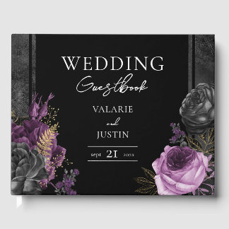 Gothic Flower Wedding Purple Guest Book