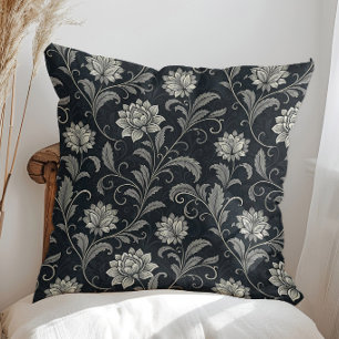 Gothic Flowers Pattern Throw Pillow