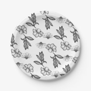Gothic Flowers tattoo Halloween Baby Shower Paper Plates