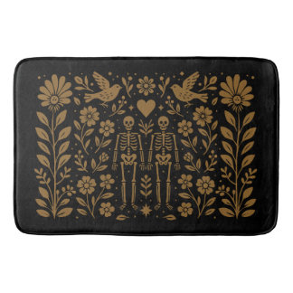 Gothic Folk Art Skeleton Bath Mat