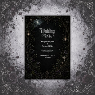 Gothic Forest Moon Lantern Wedding Invitation