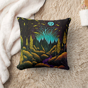 Gothic Forest Throw Pillow Dark & Pastel Elegance