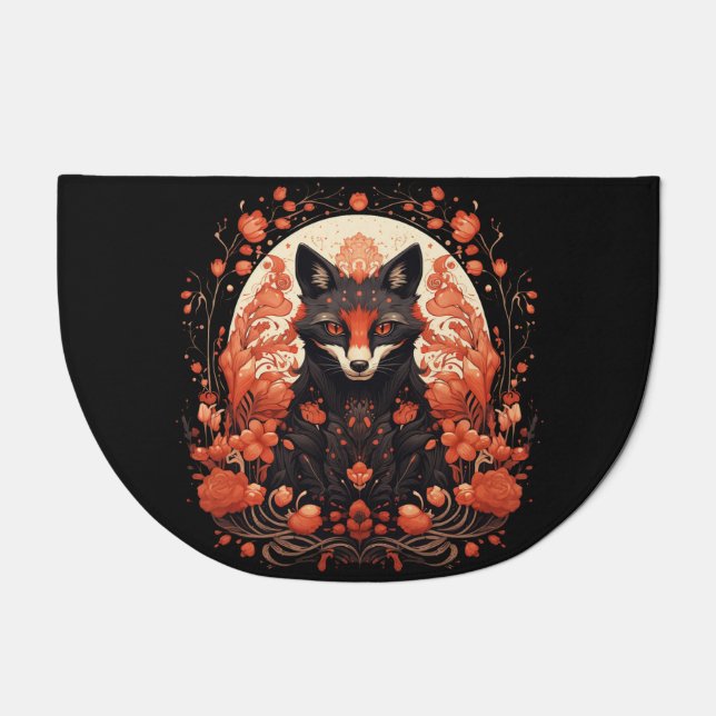 Gothic Fox and Flowers  Doormat (Front)