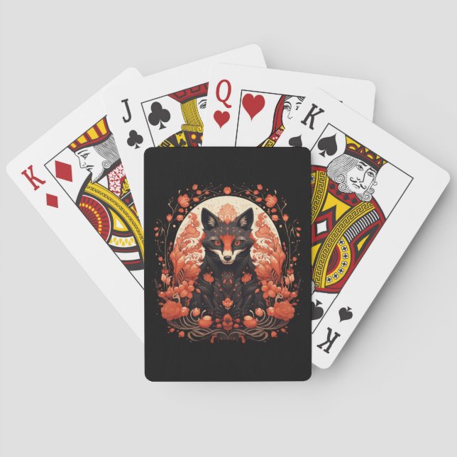 Gothic Fox and Flowers Poker Cards (Back)