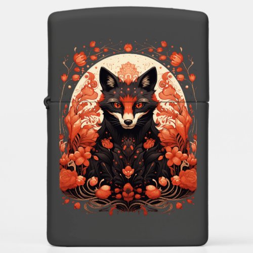 Gothic Fox and Flowers Zippo Lighter