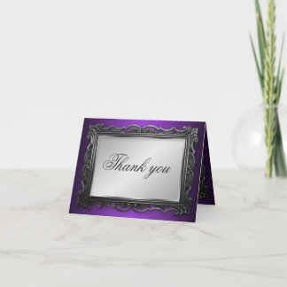 Gothic Frame Gray Purple Thank You Cards