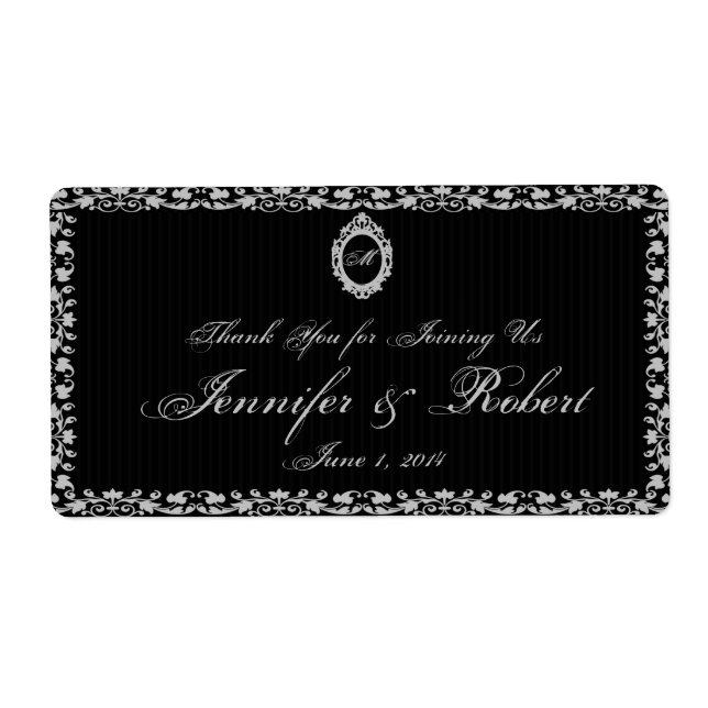 Gothic Frame Monogram Water Bottle Label (Front)