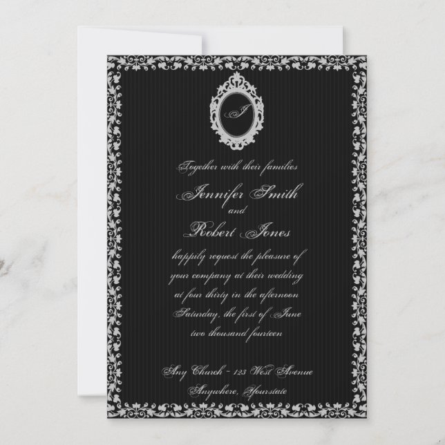 Gothic Frame Monogram Wedding Invitation (Front)