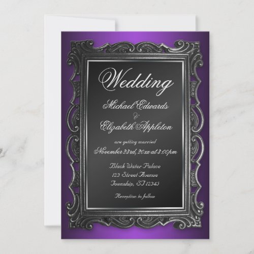 Gothic Frame Purple Wedding Invitations