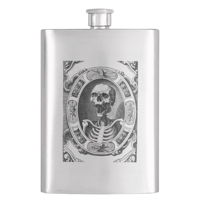 Gothic Framed Skeleton Line Drawing Flask (Front)