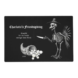 Gothic Friendsgiving Turkey Skeleton Placemat