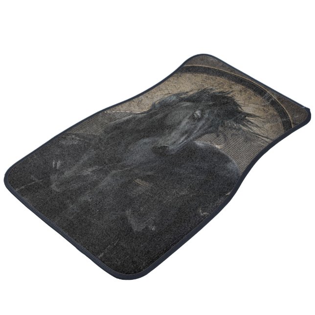 Gothic Friesian Horse Car Mat (Angled)