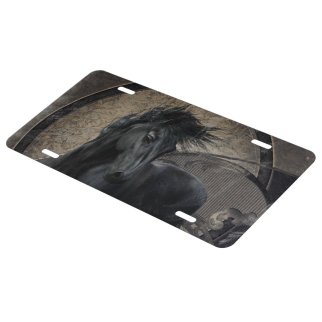 Gothic Friesian Horse License Plate (Side)