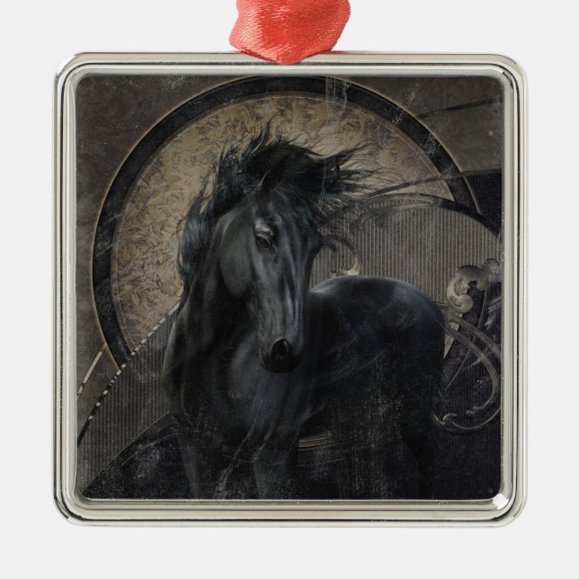 Gothic Friesian Horse Metal Ornament (Front)