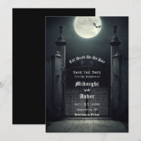 Gothic Full Moon Bat Save The Date