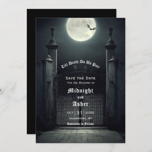 Gothic Full Moon Bat Save The Date