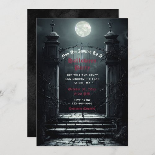 Gothic Full Moon Halloween Invitation